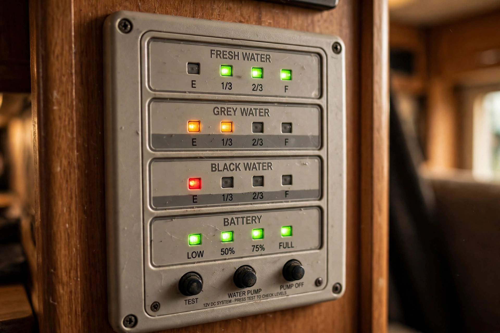 The tank gauges — a glance tells you where you stand