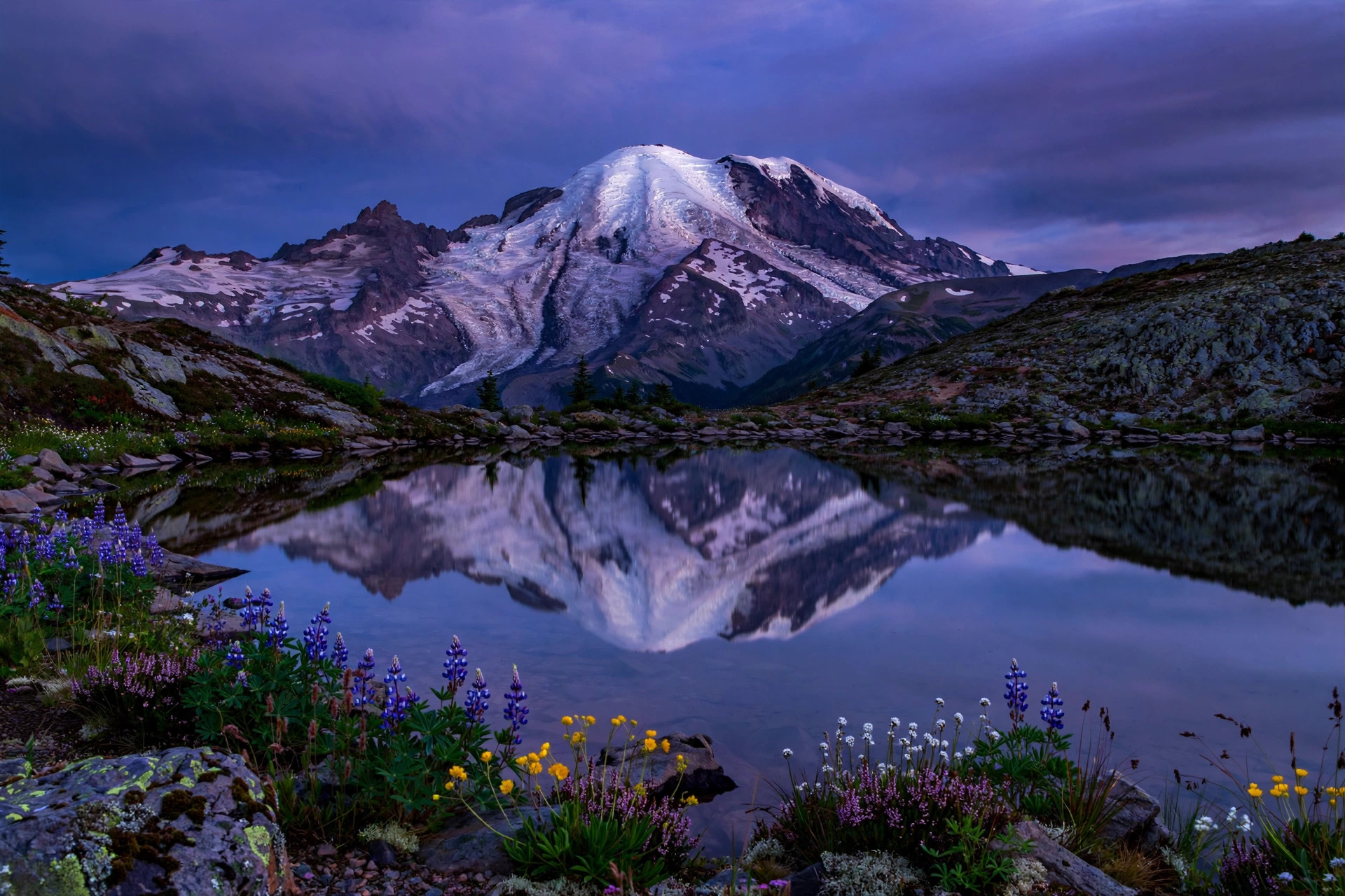 Reflection Lakes at dusk — when the wind drops, the mirror appears